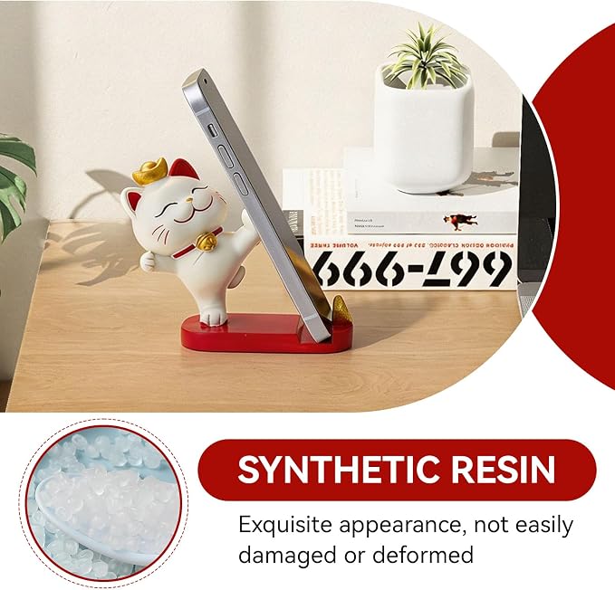 Cell Phone StandkCute Lucky Cat Mobile Phone Holder Portable Decorative Desktop Stand for Home Office Table (Strongly Support Your Bracket)