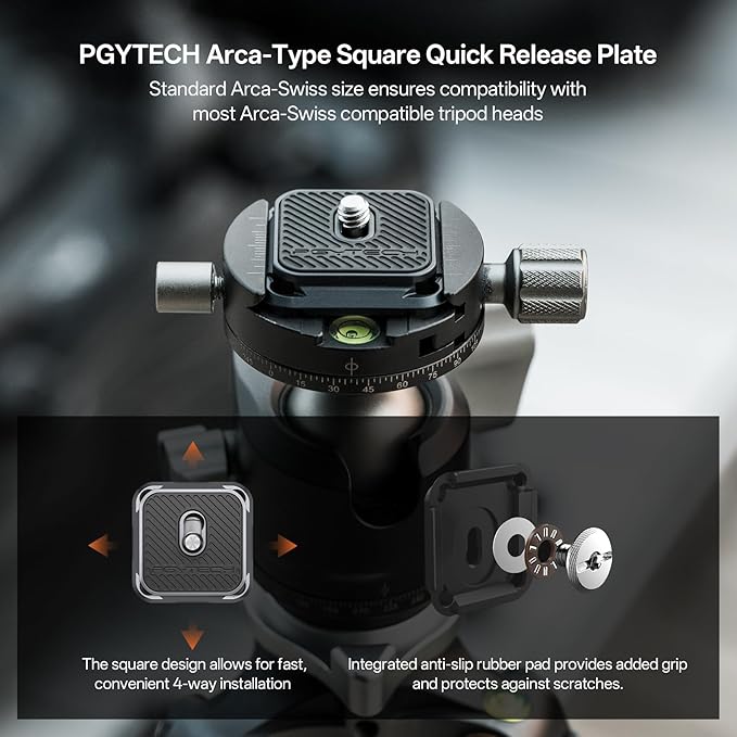 PGYTECH Quick Release Plate & Clamp V2, Arca Swiss Plate Camera Mount Adapter with 1/4" to 3/8" Screw Thread for Sony/Nikon/Fuji/Canon/DJI Switch Between Tripod/Monopod/Slider/Stabilizer