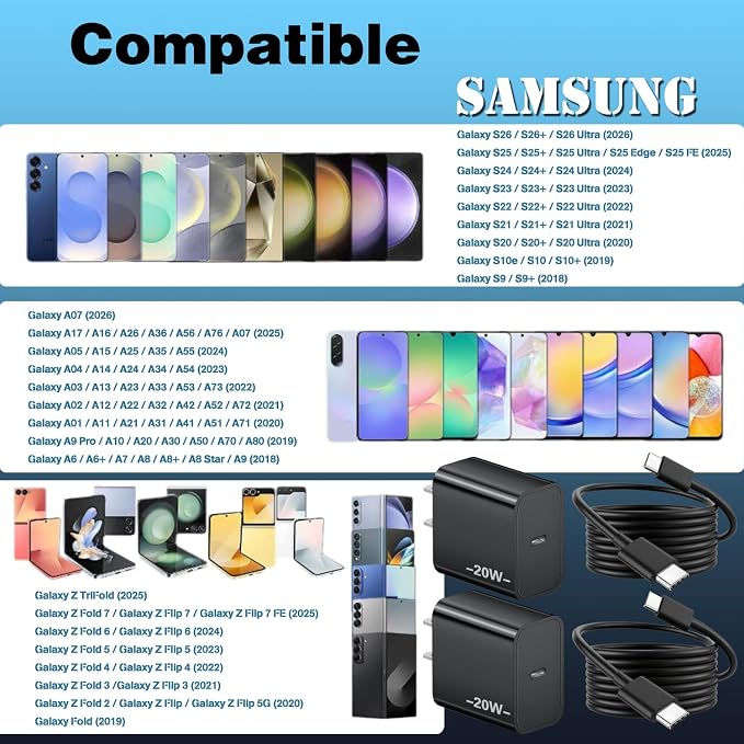 45W Samsung Super Fast Charger Type C to Type C Android Charger Fast USBC Charging Cable 6ft Compatible for Samsung Galaxy S25 ultra S24 S23 S22 S21 S20 S10 S9 A56 A55 A54 A53 A36 A35 A16 A15 A14 A17