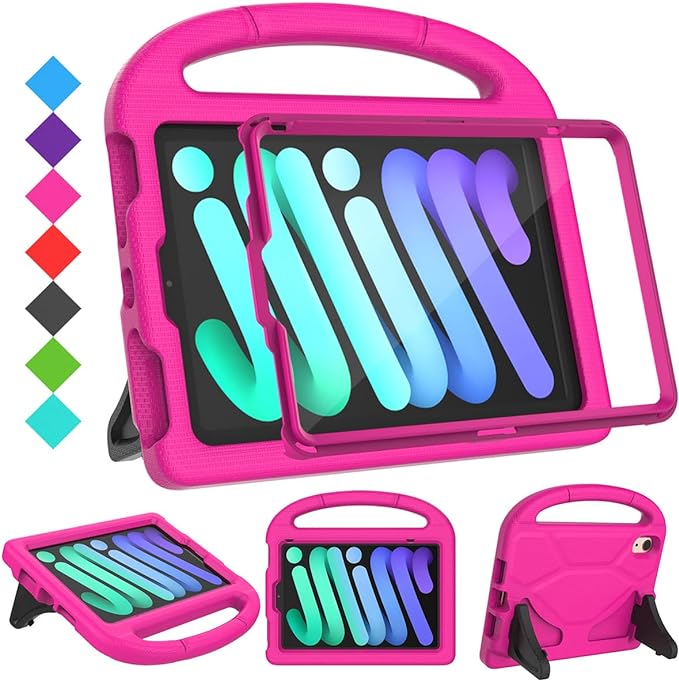 SUPLIK Kids Case for iPad mini 7 (A17 Pro) 2024 &amp iPad mini 6 2021 8.3-inch iPad mini 6th/7th Generation Case with Screen Protector Durable Shockproof Kids Cover with Handle Stand Black