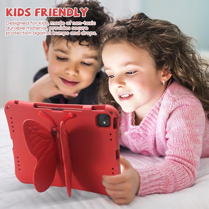 Kids Case for iPad Air 13 (2026/2025/2024) M4/M3/M2 &amp iPad Pro 13 2024 &amp iPad Pro 12.9 Cover 6th/5th/4th/3rd Gen (2022/2021/2020/2018) DIY Figures EVA Rubber Handle Stand Shockproof Bumper