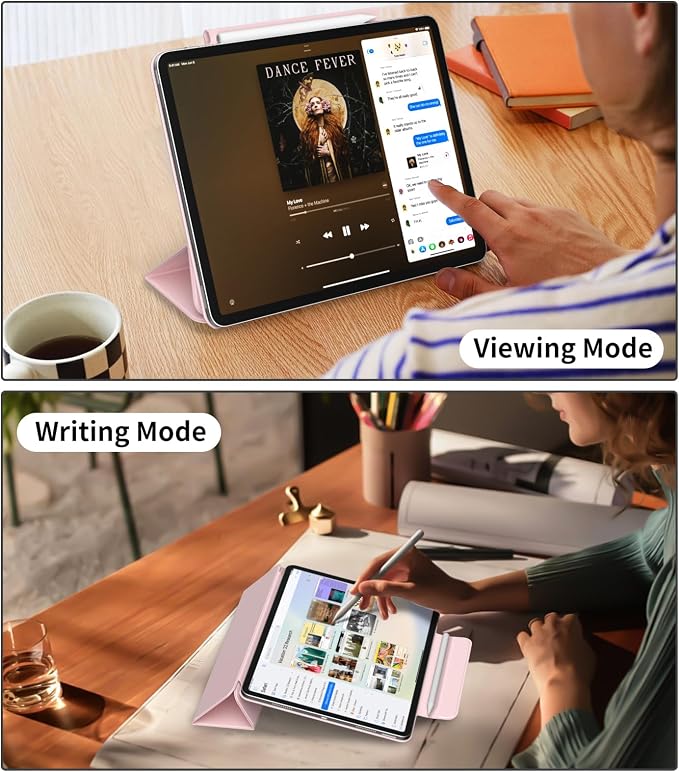 Magnetic Case for iPad Air 13 Inch M3/M2 (2025/2024) iPad Pro 12.9 inch 6th/5th Generation (2022/2021) | Auto Sleep/Wake | Pencil Pro &amp USB-C | Non-Slip PU Leather Protective Cover Black