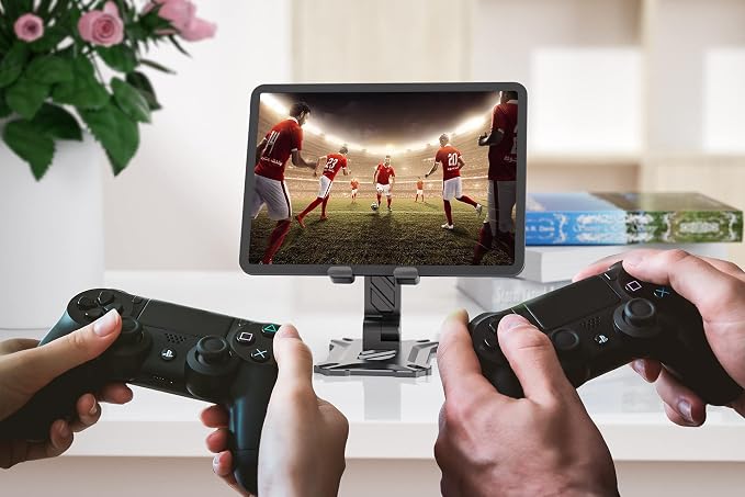 Phone Stand for Desk. Foldable Desktop Mobile Phone Stand with Angle Height Adjustable Portable Office Cell Phone Holder Cradle Dock. Fits All 4.7-13in iPhone/Smartphone/iPad/Tablet.