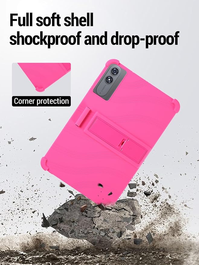 for TABWEE T60 Pro (13.4 Inch) Android 16 Tablet Protective case Shockproof Lightweight Silicone Protective Cover with Stand Child-Friendly Protection Easy to Clean Design Black.