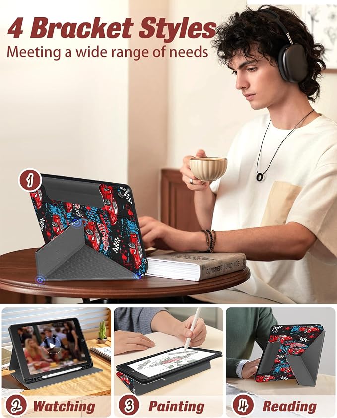 for iPad 9th/8th/7th Generation 10.2 Inch Case with Pen Holder for Boys Girls Women Men Cute Cartoon Anime Cool Funny Protector Stand Tablet Cover for Apple i Pad 7/8/9 Book Cat