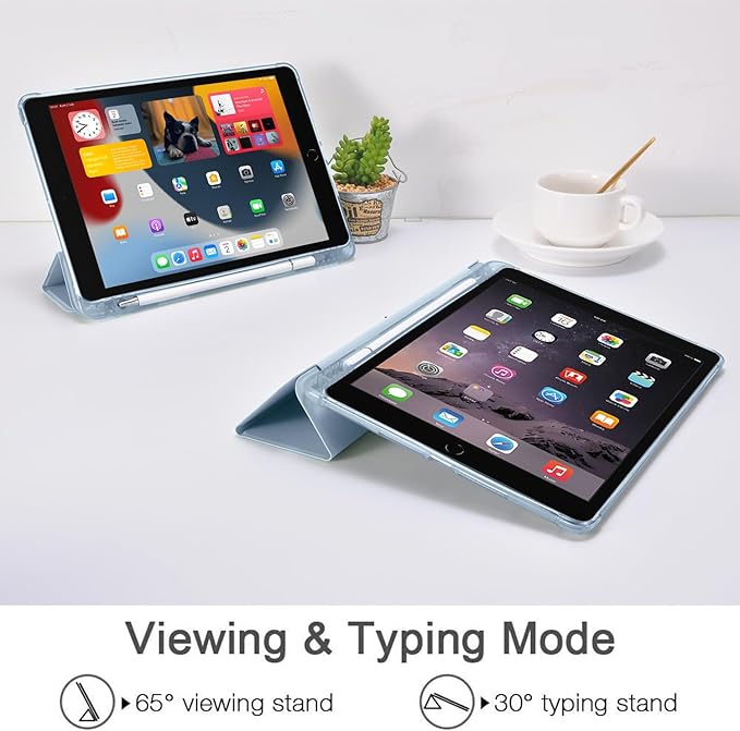 JOYLAND Blue Turtle for iPad Air 11 Inch M3(2025)/M2 (2024)Air 5th/4th Generation Case 2022/2020 10.9 Inch with Pencil Holder-Trifold Stand Protective Cover with Soft TPU BackBlack
