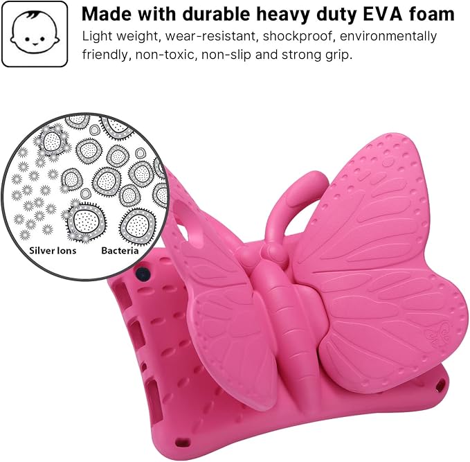 Simicoo Fire Max 11 Tablet 2023 Cute Butterfly Case with Stand for Kids Girl Light Weight EVA Rugged Shockproof Full Cover Kids Friendly Kids case for Fire Max 11(Blue)