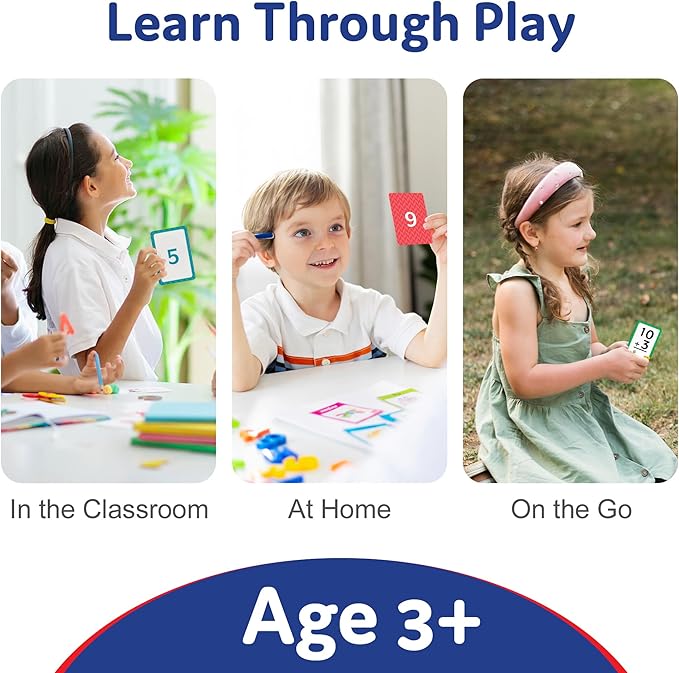Head Start Flash Cards Set for Preschool Learning Activities, 140 Toddler Flashcards, Math Games for Kids - Numbers, Addition, Multiplication, and Alphabet Flash Cards, Ages 3+