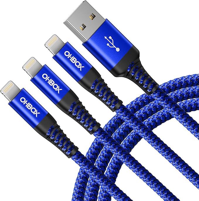 iPhone Charger Cable 6FT USB to Lightning Cable 3Pack Braided USB iPhone Charger Fast Charging Cable iPhone Cord Compatible with iPhone 14/13/12/11/Pro/Max/Mini/X/Plus/8/7/6/5S/SE/Plus/iPad and More