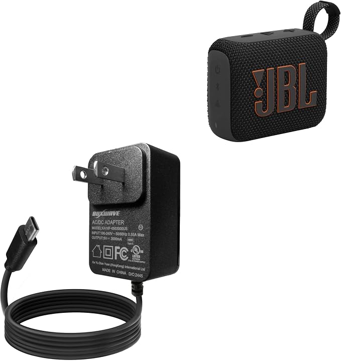BoxWave Charger Compatible with JBL Go 4 - Wall Charger Direct (15W) Rapid Charge Your Device with Built-in 3ft Cable