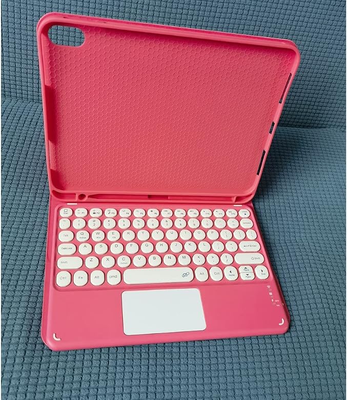 Keyboard Case for iPad Air 11 inch (M3/M2)/ iPad Air 5th 4th Generation 10.9 inch Case with Touchpad Detachable Round Key Candy Color Keyboard Cover (Pink)
