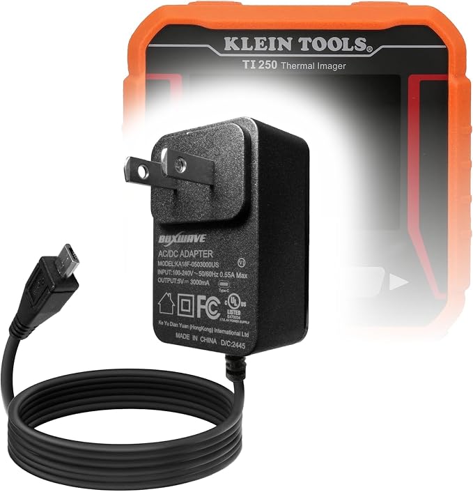 BoxWave Charger Compatible with Klein Tools TI250 - Wall Charger Direct (15W) Rapid Charge Your Device with Built-in 3ft Cable