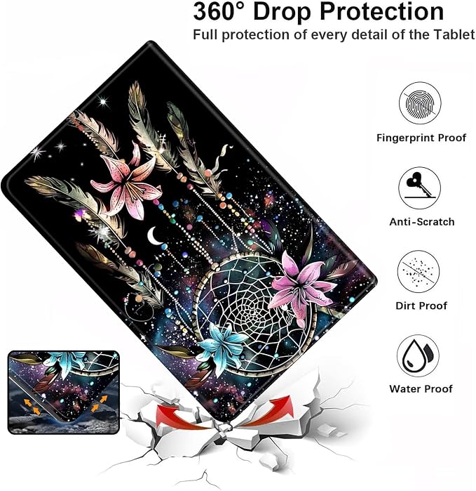Case for iPad (A16) 11th Generation 11 Inch (2025)iPad 10th Generation 10.9 Inch (2022)PU Leather Slim Standing Smart Coverwith Auto Sleep/WakeBall on Fire
