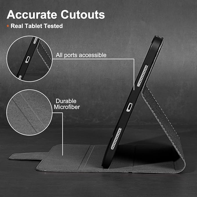 Gexmil Leather Case for iPad Pro 11 Inch M5/M4 2025/2024Crocodile Brown | Genuine Leather CoverPencil HolderMagnetic ClosureSmart Folio Auto Sleep/WakeProtectiveAdjustable Stand