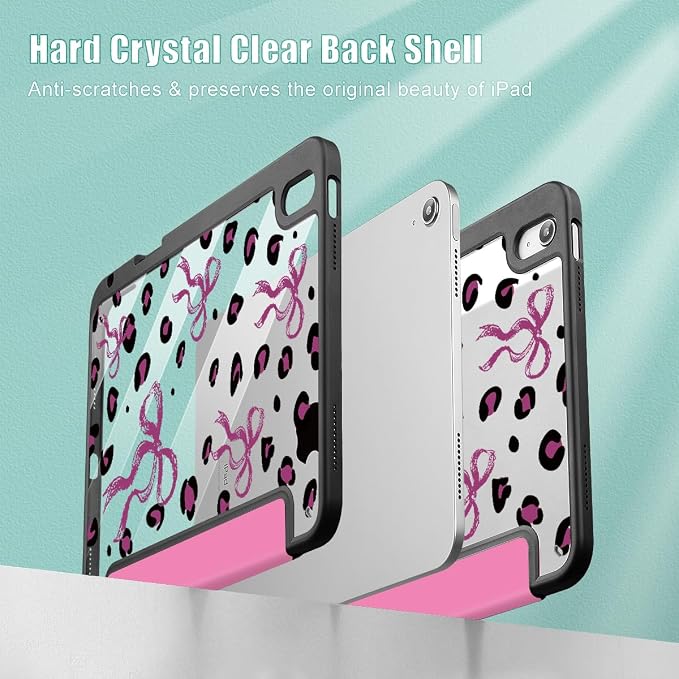 Mektron Case for 2026 iPad Air 11 inch M4 8th (M3 2025 7th /M2 2024 6th) Compatible with iPad Air 10.9 (2022 5th Gen /2020 4th Gen) Shockproof Clear Shell Blue Bows &amp Flowers