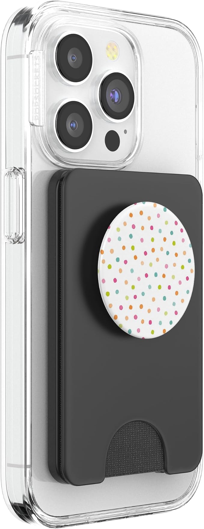 Cute Polka Dot Colorful Pattern Design on White PopSockets Adhesive PopGrip