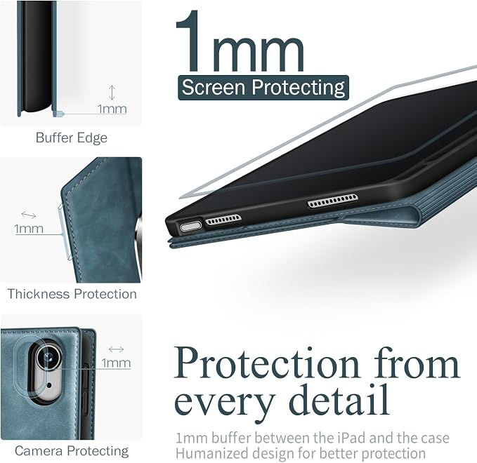 Antbox Case for iPad (A16) 11th (11'')/ 10th Generation (10.9'') Black | High Grade Skin-Touch Vegan Leather Built-in Pencil Holder Auto Sleep/Wake Function