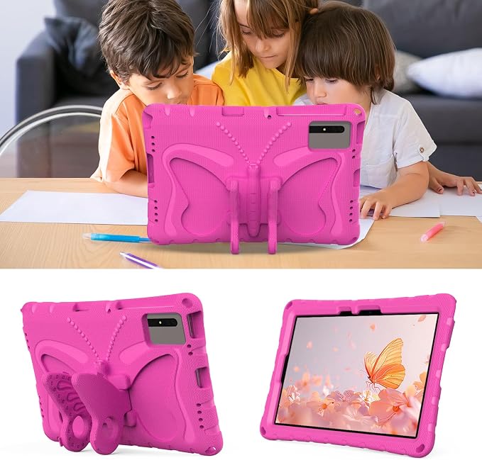for Samsung Galaxy S9/S9FE/S8/S7 11 Butterfly Wings Kickstand Kids Girl Tablet Case EVA Material Light Weight Shockproof Kids Case for Lenovo M11 Xiaomi PDA 5/6 Redmi Pad SE (Blue)