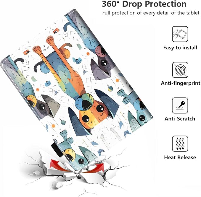Case for Amazon Kindle Fire HD 10 Tablet 10.1 (9th/7th Generation 2019/2017 Release) - PU Leather Folio Case with Smart Auto Wake/Sleep African American Girl