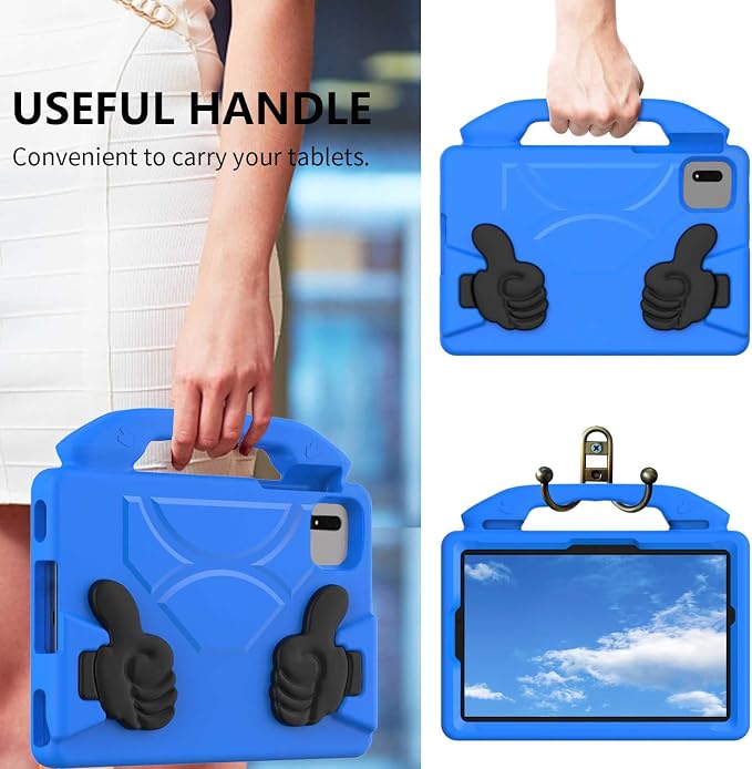 For Samsung Galaxy S11/S10/S9/S9FE/S8/S7 11 EVA Material Light Weight Shockproof Rugged Heavy Duty Thumb Kickstand Tablet Case For Lenovo M11/TAB Idea/Xiaoxin Pad Xiaomi PDA HONOR PAD X8a/X8b (black)