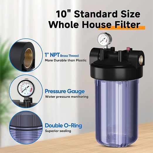 PUREPLUS Whole House Water Filter Housing, Pre-Filtration System,
