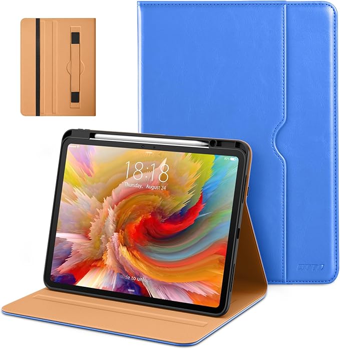 DTTO for iPad Pro 13 Inch Case (M5) 2025 / (M4) 2024 Brown | Premium Leather Business Cover with Pencil Holder Hand Strap &amp Pocket Corner Protection Auto Sleep/Wake Multiple Angles
