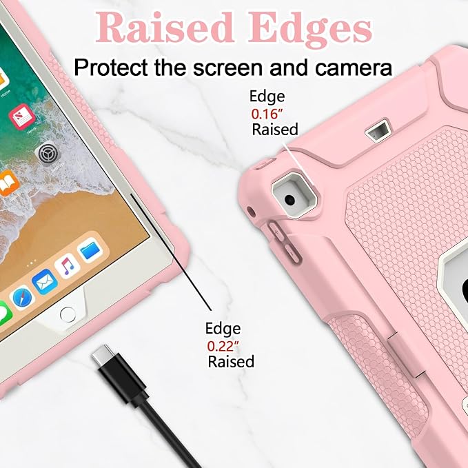LTROP Case for iPad 6th 5th Generation (9.7 inch 2018/2017) Shockproof Protective iPad 9.7 Case with Built-in Stand/Pencil Holder for iPad 6th/5th Gen Air 2 Black