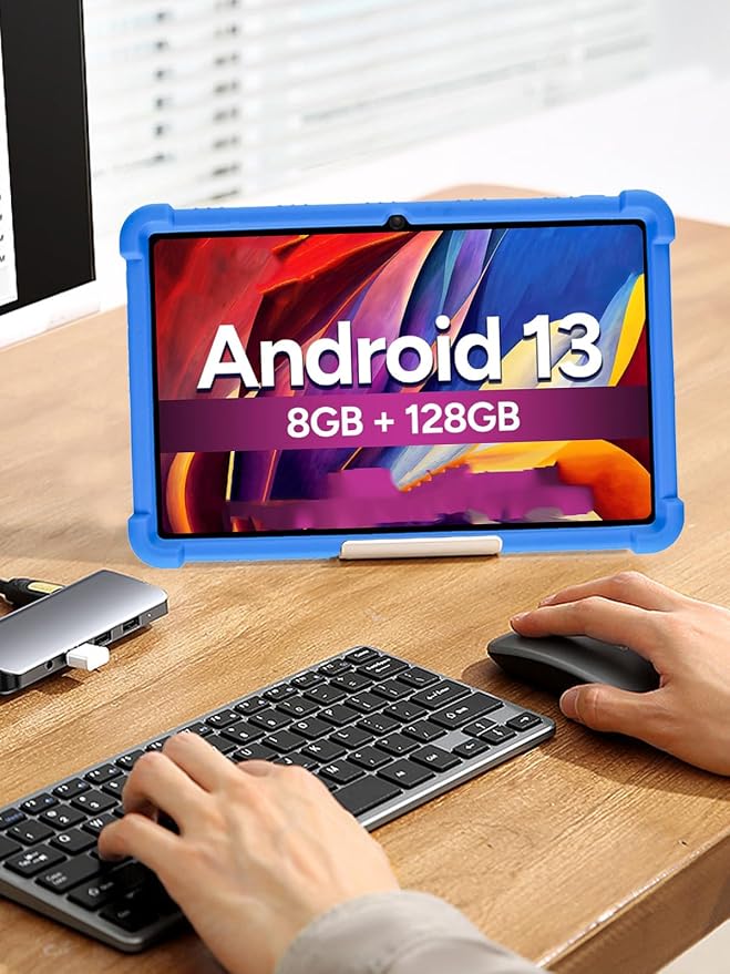 for Fusion5 F202 (10.1 Inch) Android 13 Tablet Protective case ZBAGUG Shockproof Lightweight Silicone Protective Cover with Stand Child-Friendly Protection Easy to Clean Design Blue.