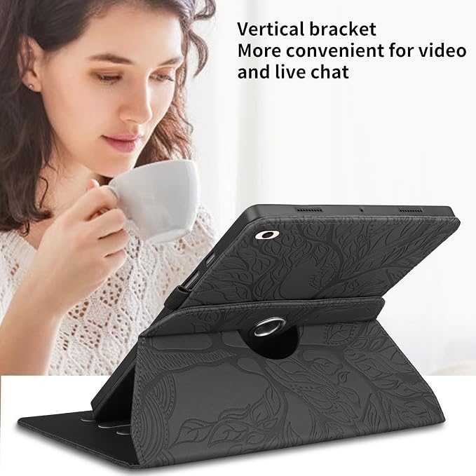 iPad Mini 5 Rotating Case iPad Mini 1/2/3/4/5th Generation Case PU Leather Folio Stand Cover Flip Shell with Pen Holder for Apple iPad Mini 7.9 inch- Black