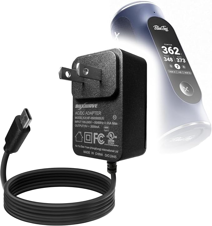 BoxWave Charger Compatible with Blue Tees Player+ GPS Speaker - Wall Charger Direct (15W) Rapid Charge Your Device with Built-in 3ft Cable