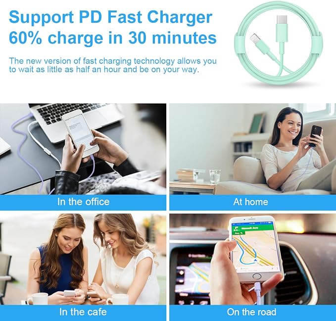 iPhone Charger Fast Charging 3+3Pack 20W USB C Charger with Lightning Cable | For iPhone 14/13/12/11/Pro/Pro Max/Mini/Xs Max/XR/X iPad