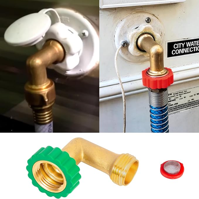 Lead-Free Brass 90°Hose Elbow Fitting, 90 Degree Hose Saver Green Quick Swivel