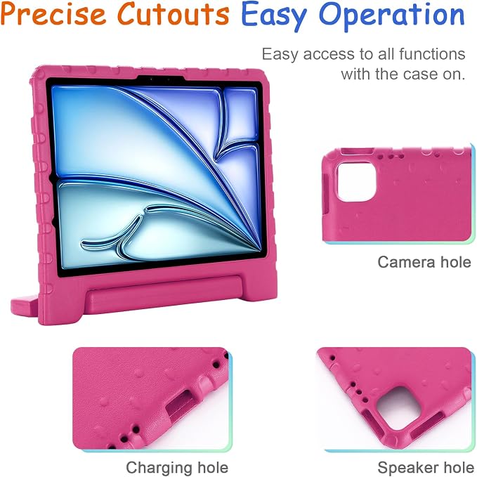 Kids Case for iPad Pro 11 M5/M4 &amp iPad Air 11 (2026/2025/2024) Shockproof Case with Pencil Holder Techcircle Light EVA Foam Handle Stand Bumper Protective Child Friendly Drop Proof Cover Black