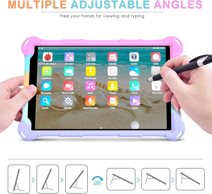 DETUOSI Silicone Case Compatible with Samsung Galaxy Tab A 8.0 2019 Without S Pen Model (SM-T290/T295/T297) Lightweight Protective Cover with Strap for Galaxy Tab A Case 8.0 2019 Dazzling Pink