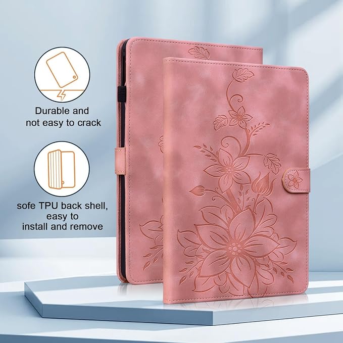 Case for All-New Amazon Fire HD 10 and 10 Plus Tablet (13th/11th Generation 2023/2021 Release) Magnetic Clasp Stand Leather Case with Pen Holder Blue