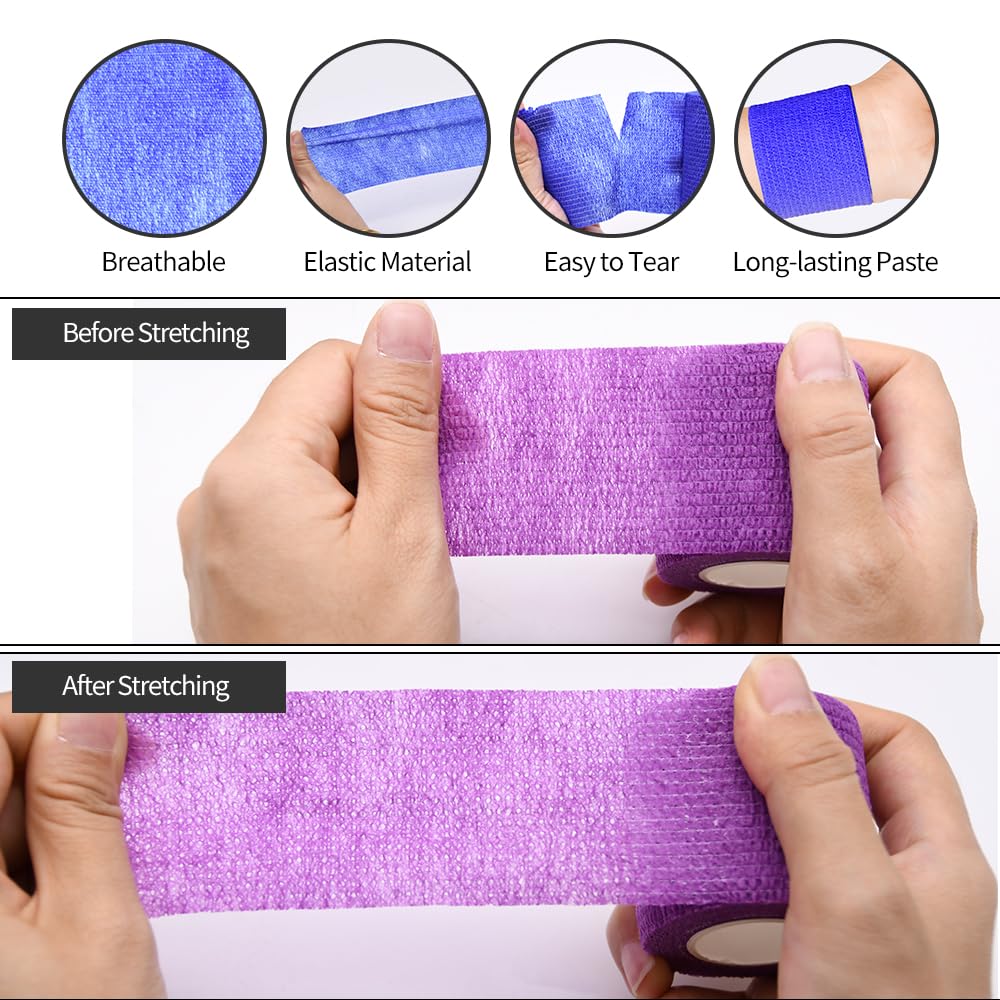 2" Self Adhesive Bandage Wraps, 6pcs 5 Yard Breathable Elastic Wraps, Skin Color Vet Wraps
