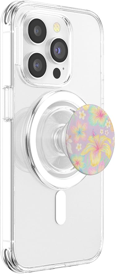 Pastel Hibiscus Floral Pattern PopSockets PopGrip for MagSafe