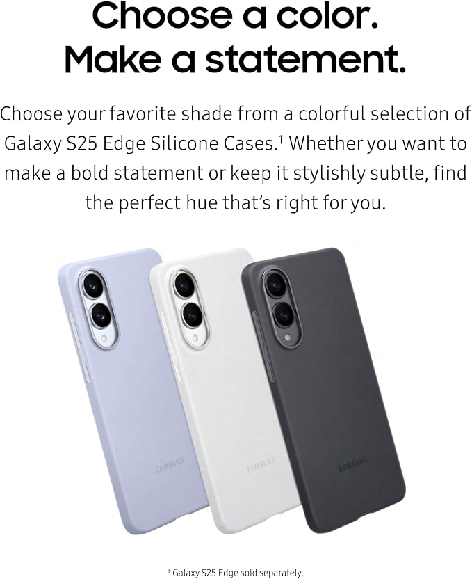 Samsung Galaxy S25+ Silicone Phone Case Protective Cover Color Variety Smooth Grip Durable Design Snug Fit US Version EF-PS936CBEGUS Black