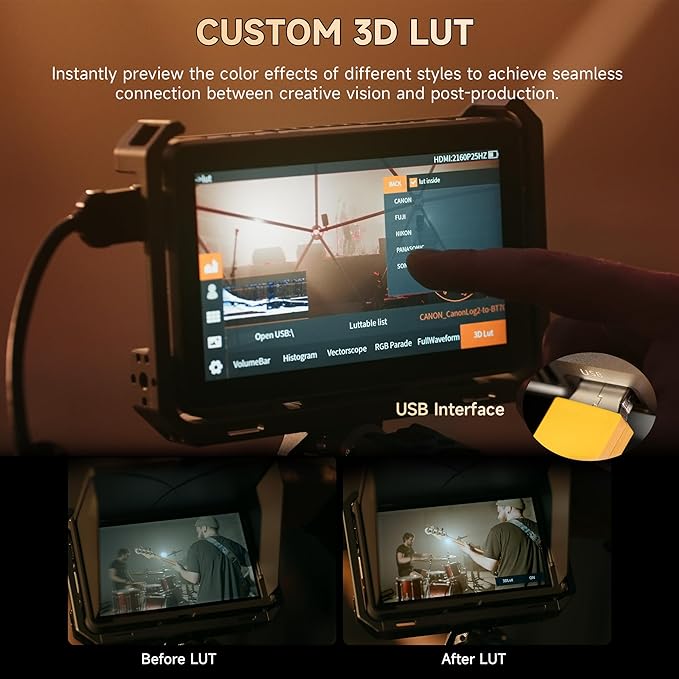 VILTROX DC-X2 Touchscreen Camera Field Monitor, 2000 Nits 6 inch On Camera Monitor 4K HDMI in/Out 3D Lut Full Waveform 1920X1080 HD Focus Peaking Assist Video Field Monitor with Sunshade Hood Battery