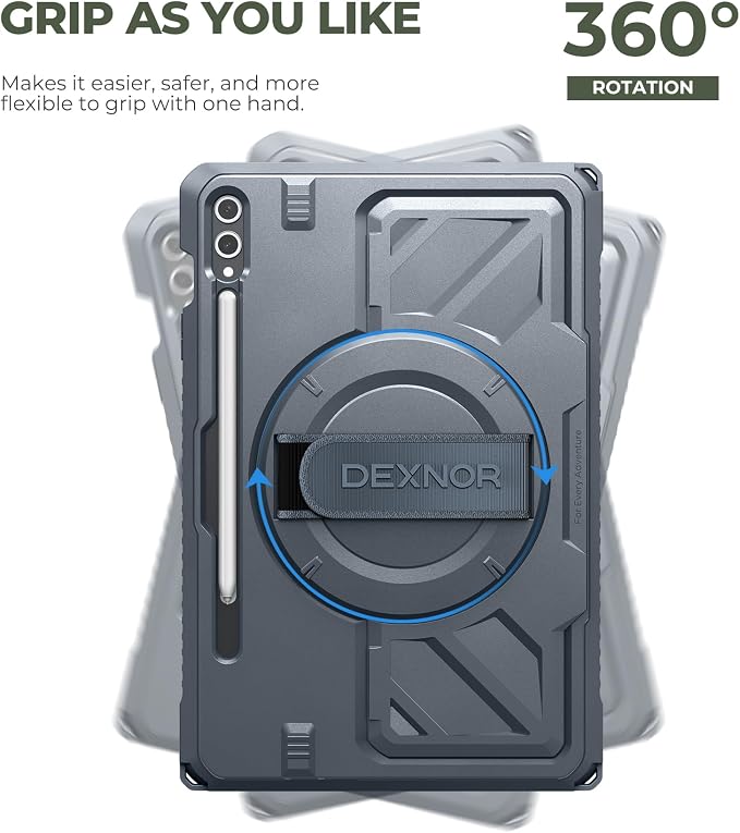 Dexnor Case for Samsung Galaxy Tab A11+/A11 Plus 11 inch 2025 Rugged Protective Case with 360° Rotating Hand Strap &amp Large Steady Stand &amp Screen Protector Shockproof Full-Body Bumper Cover B