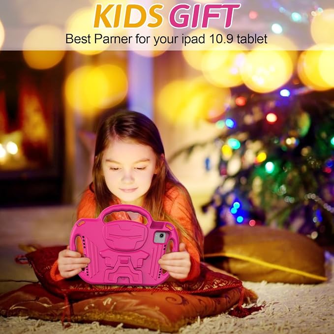 AVAWO Kids Case for iPad (A16) 11th Generation 11 Inch 2025 iPad 10th Generation 10.9 2022 Shockproof Rugged Protective Cover with Shoulder Strap/Handles/Kickstand for i Pad 10/11 Gen Black