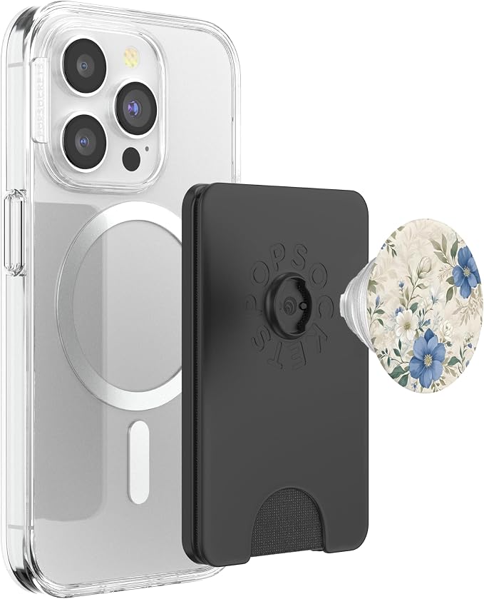 White Blue Floral Pattern PopSockets Adhesive PopGrip