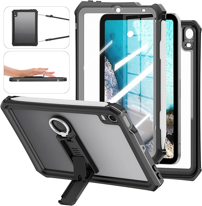 Shellbox Case for iPad Air 4th/5th Generation 2022-2020 Waterproof Dustproof Shockproof Case with 360° Full-Body ProtectionLanyard and Kickstand