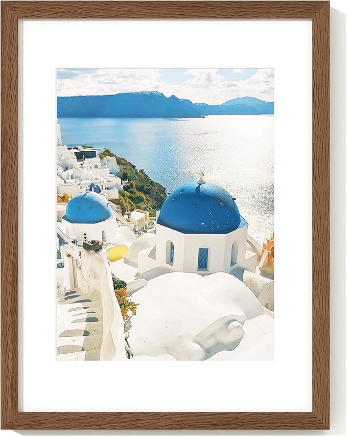 Axeman 12x16 Picture Frame with Mat for 8.5x11, Solid Oak Wood Frame w/Tempered Real Glass, Wooden Certificate Document Frame Horizontal and Vertical Formats for Wall with Wall Hook Included, Walnut