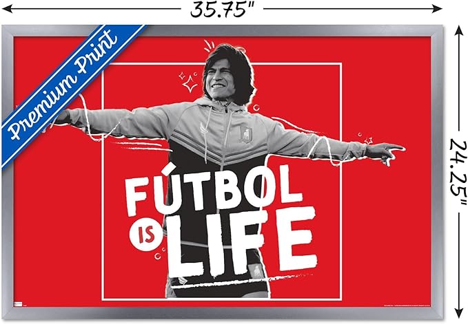 Ted Lasso - Futbol is Life Wall Poster, 34L" x 22.4W", Silver Framed Version