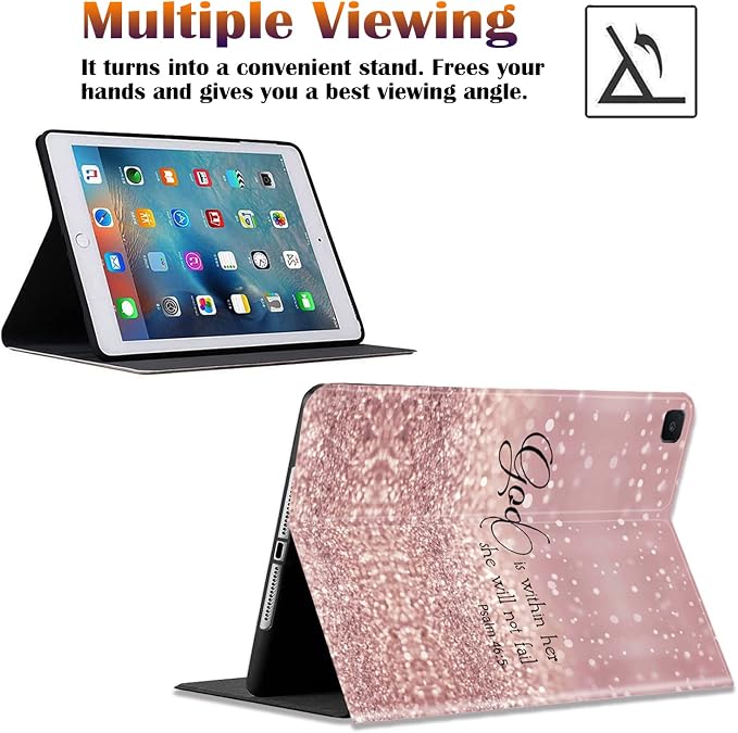 for Samsung Galaxy Tab A8 10.5 2022 Case and Coaster Set Adjustable Stand with Auto Sleep/Wake Shockproof Cover for Samsung Galaxy A8 10.5 Tablet SM-X200/X205/X207 Bible Verse Quotes Psalm 46:10