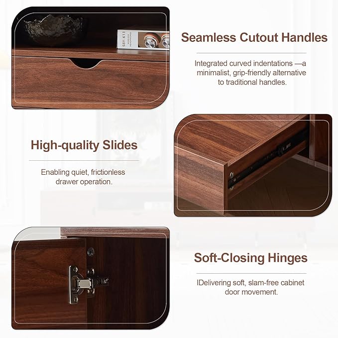 siu want Mid-Century Modern TV Stand for TVs up to 85 Inch, 78.7'' Walnut Wood Media Console with Drawers & Open Storage, Solid Wood Legs, Low Profile Entertainment Center for Living Room