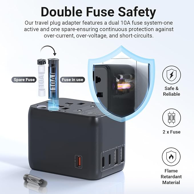 MINIX Universal Travel Adapter, International Power Plug Adapter Max 35W 3 USB C 2 USB A Ports, All-in-One Worldwide Wall Charger for USA EU UK AU up to 180+ Countries.