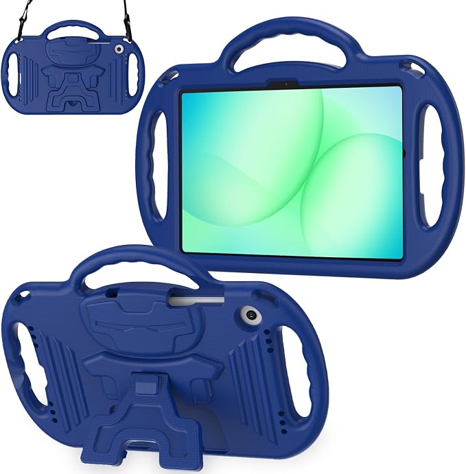 Kids Case for Samsung Galaxy Tab A11+ Plus/A9+ Plus 11 Inch Case with Strap Shockproof Lightweight Handle Stand 2025/2023 Model with Lanyard Black