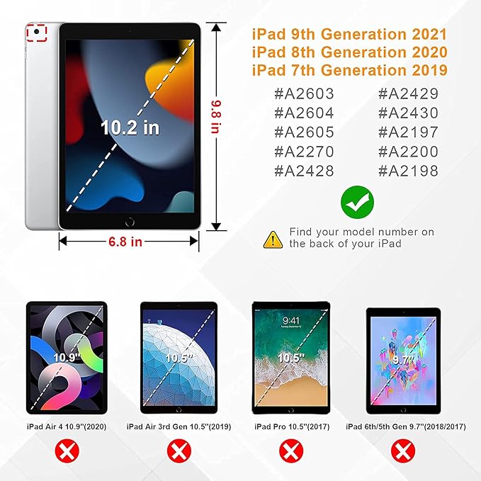 BMOUO for iPad 9th/8th/7th Generation Case 10.2 Black | Shockproof Rotating Stand Shoulder Hand Strap iPad 9th/8th/7th Generation Case with Pen Holder for iPad 10.2“ 2021/2020/2019